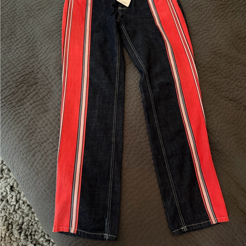 Wales Bonner Red and Blue Straight Jeans